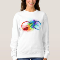 Symbole d'infini avec plume arc-en-ciel