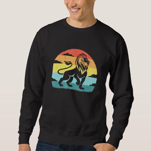 Sweatshirt Symbole Lion Majestic Retro Coucher de soleil Vint (Devant)