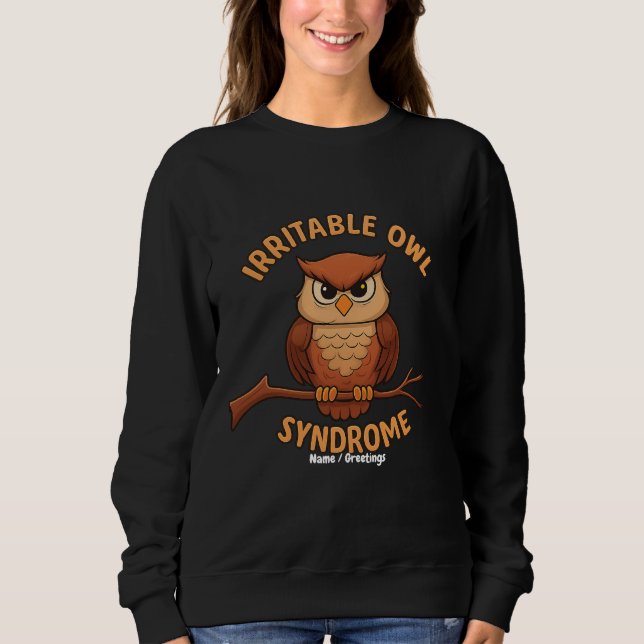 Sweatshirt Syndrome de Chouette Irritable Drôle Chouette en C (Devant)