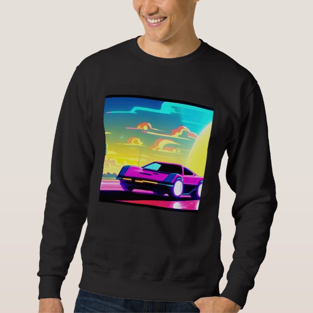 Sweatshirt Synthwave car outrun retrowave futuresynth sci fi  (Devant)
