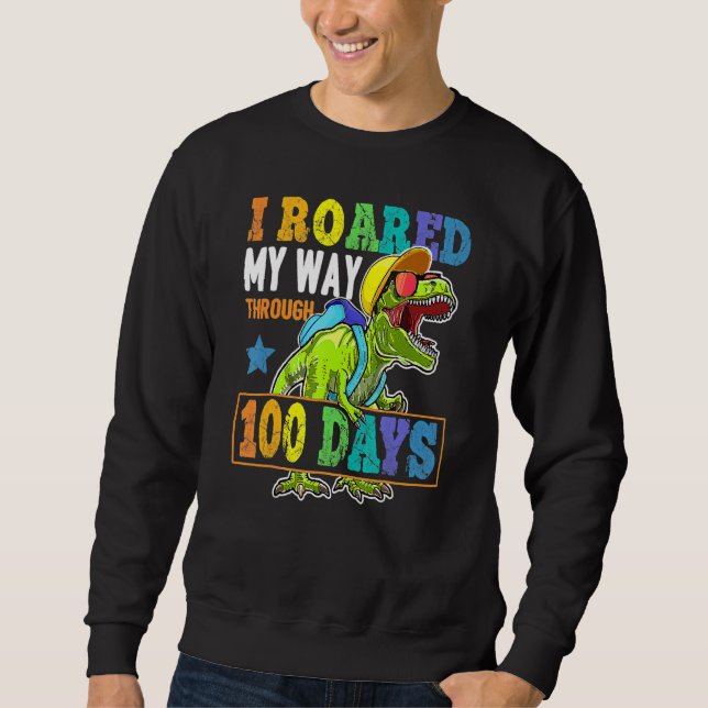 Sweatshirt T Rex Dinosaur 100 Days Of School Boys Kids 100th  (Devant)