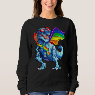 Sweatshirt T Rex Dinosaur drapeau arc-en-ciel Lgbt Gay pride