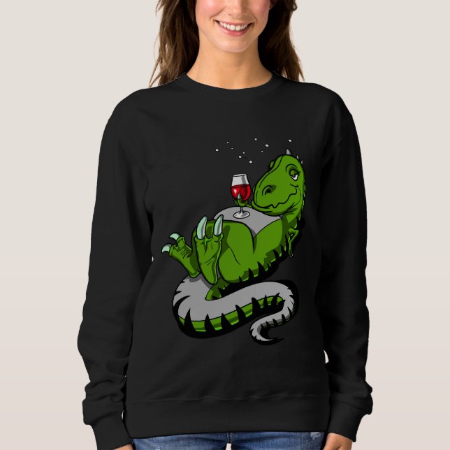 Sweatshirt T Rex Dinosaur Wine Party (Devant)