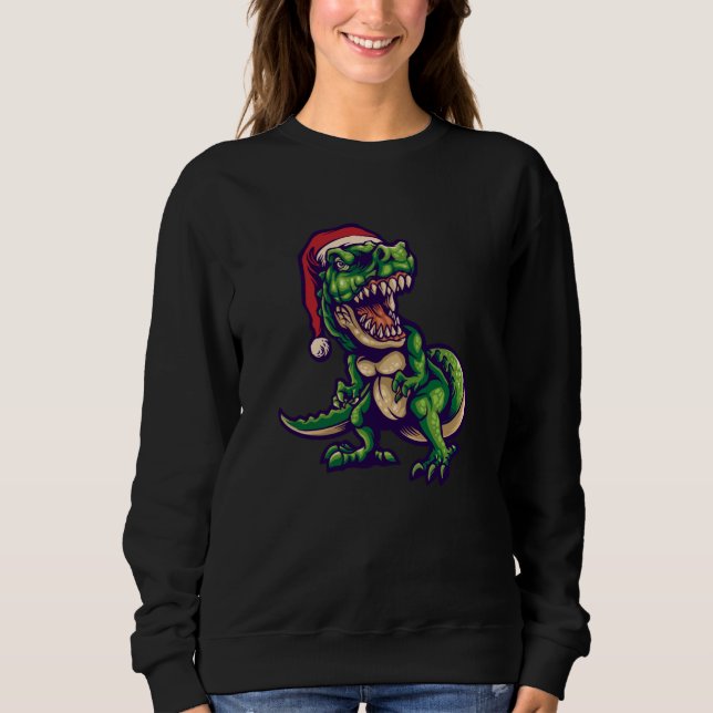 Sweatshirt T-rex dinosaure de Noël | Conception de dinosaure (Devant)