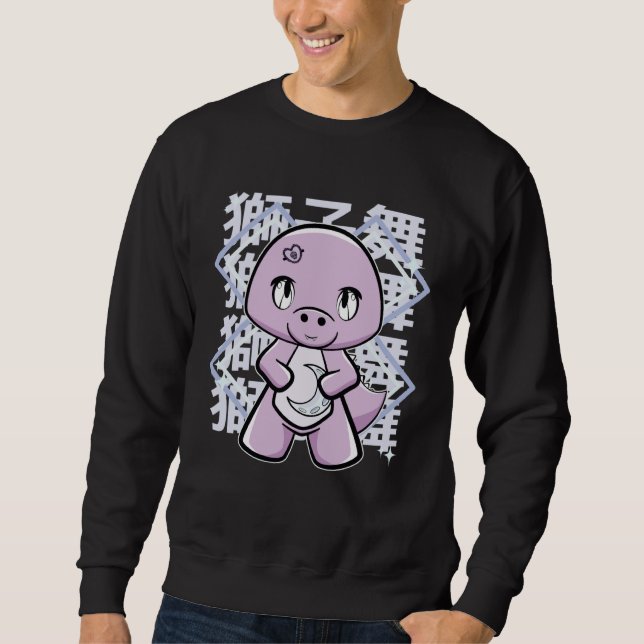 Sweatshirt T Rex Dinsoaur With Moon Pastel Goth (Devant)