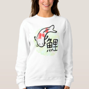 Sweatshirt T-shirt à motif de carpe koï avec kanji