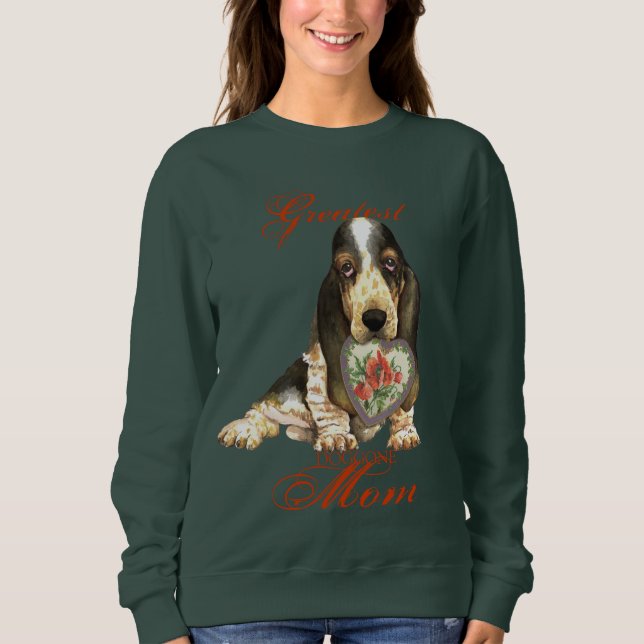 Sweatshirt T-shirt Basset Hound Heart Maman Long Sleeve (Devant)