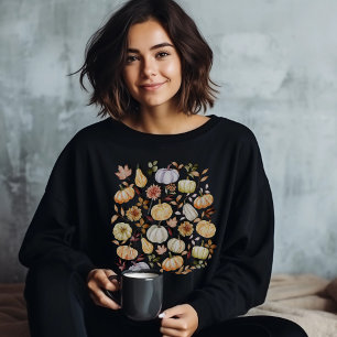 Sweatshirt T-shirt Citrouille de chute d'aquarelle