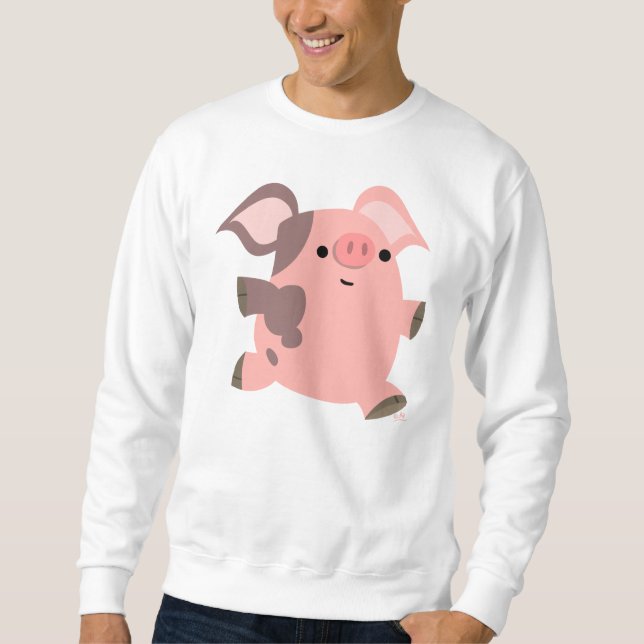 Sweatshirt T-shirt cochon de dessin sportif (Devant)