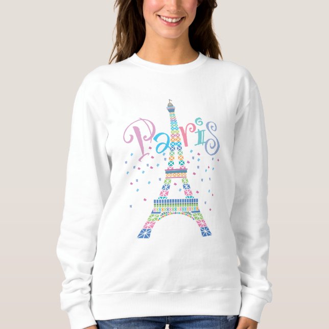 Sweatshirt T-shirt de confettis de Tour Eiffel (Devant)