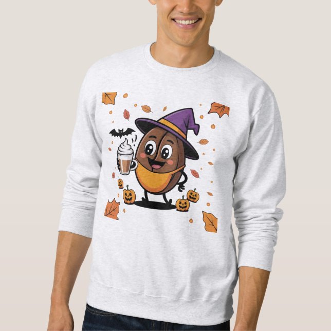 Sweatshirt T-shirt de l'amant de café Halloween (Devant)