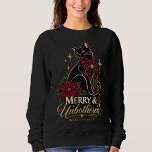T-shirt de Noël chat noir Merry & Unbothered