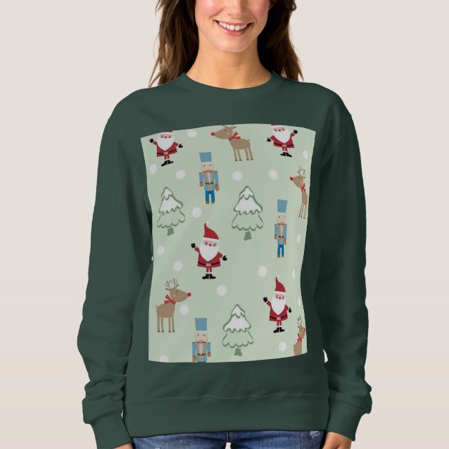 Sweatshirt T-shirt de Noël féminin vert (Devant)