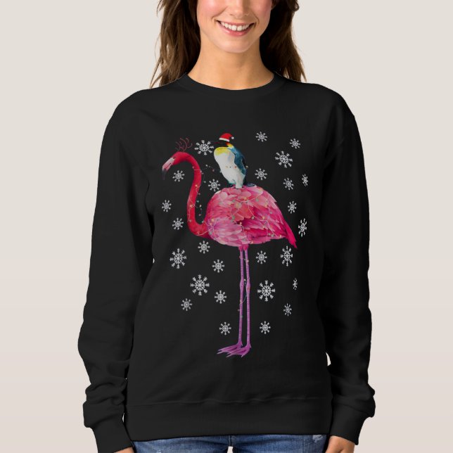Sweatshirt T-shirt de pyjamas de Noël de Flamant rose (Devant)