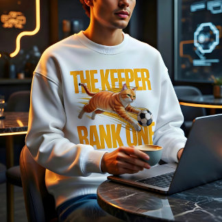 Sweatshirt T-shirt drôle de chat gardien de but de foot