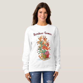 Sweatshirt T-shirt drôle de jeux de rennes de Noël