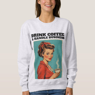 SWEATSHIRT T-SHIRT DRÔLE FEMME AU FOYER RÉTRO CAFÉ