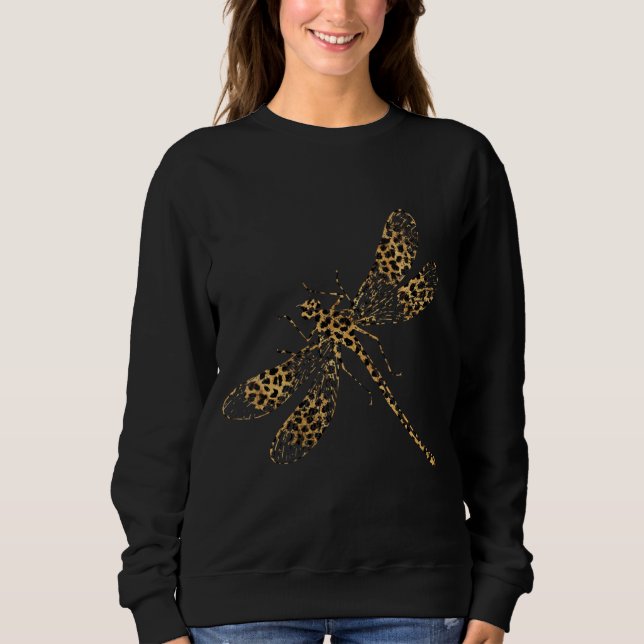 Sweatshirt T-shirt Empreinte de léopard de dragonfly pour fem (Devant)