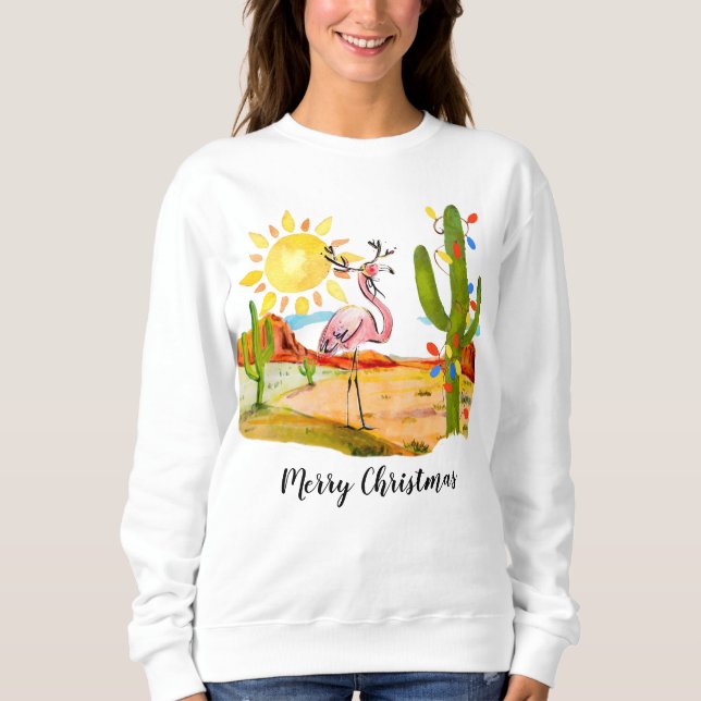 Sweatshirt T-shirt Flamant rose de Noël en Arizona (Devant)