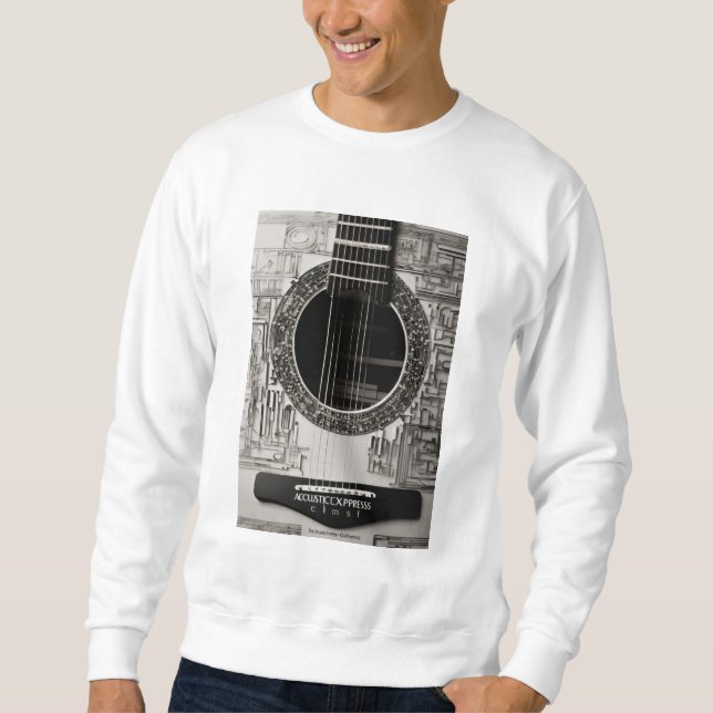 Sweatshirt T-shirt Futuriste Conception de Guitare Acoustique (Devant)