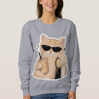 Sweatshirt T-shirt imprimé chat pour femmes