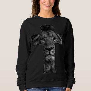 Sweatshirt T-shirt Jésus Croix Avec Visage Lion, Foi En Dieu