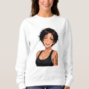 Sweatshirt T-Shirt Manga Fille de salle de sport Fitness