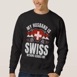 Sweatshirt T-shirt Mon mari est suisse Drapeau de la fierté d