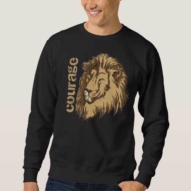 Sweatshirt T-shirt personnalisé à tête de lion - Courage (Devant)