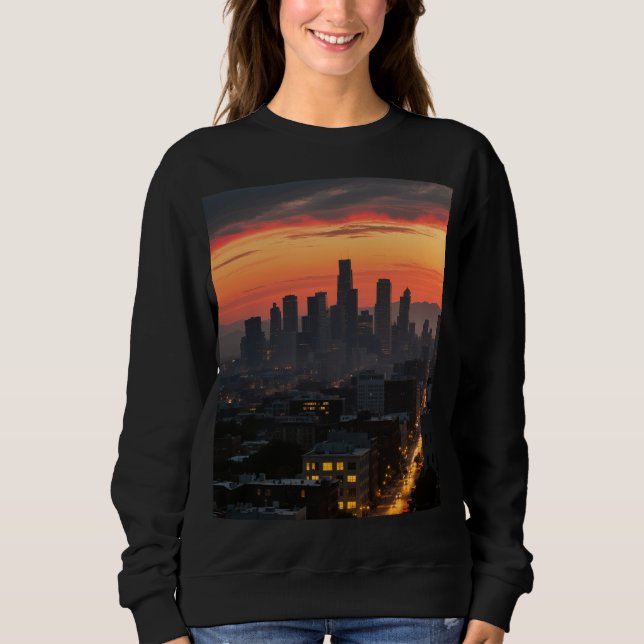 Sweatshirt T-shirt urbain Sunset Skyline féminin (Devant)