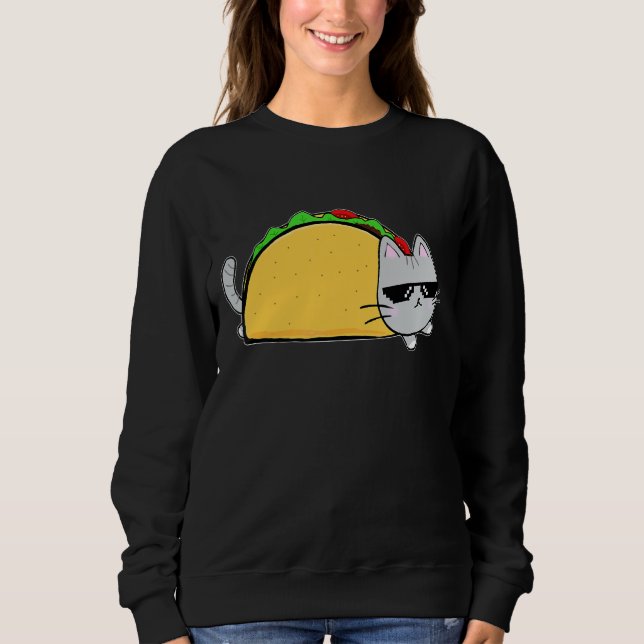 Sweatshirt Taco Chat Cuisine mexicaine Hommes Femme Enfants J (Devant)