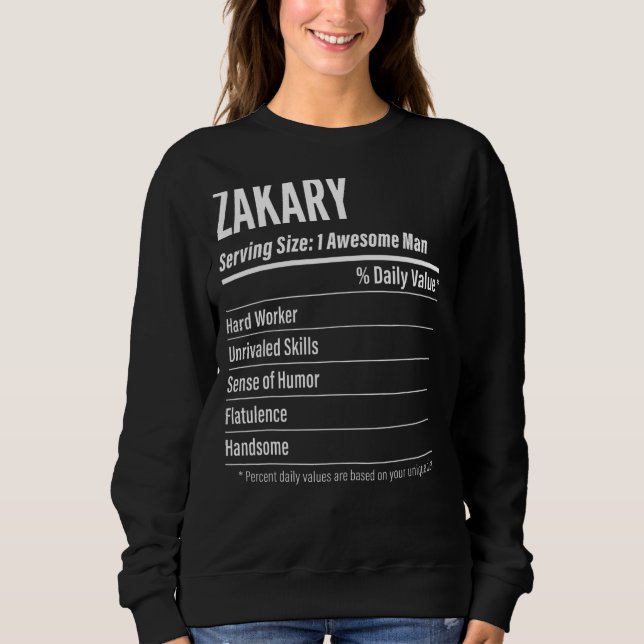 Sweatshirt Taille du service Zakary Nutrition Étiquette Calor (Devant)