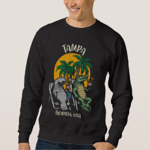 Sweatshirt Tampa Florida USA Funny Manatee et Alligator Desi