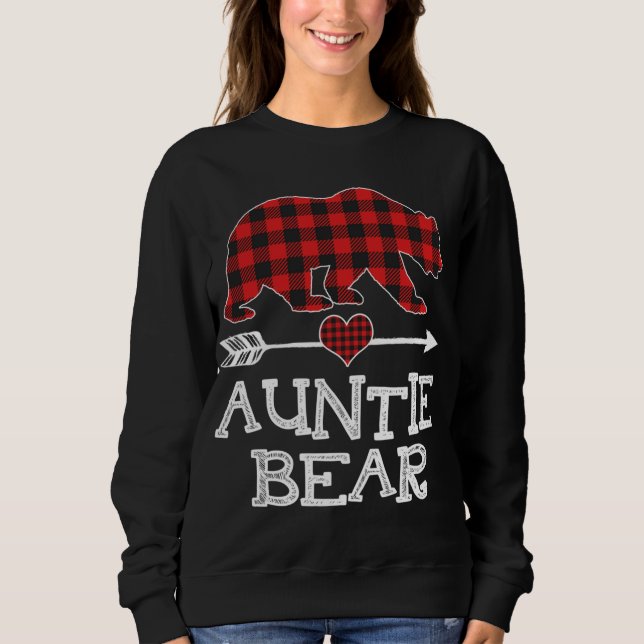 Sweatshirt Tante Ours de Noël Pyjama Rouge Plaid Buffalo Fam (Devant)