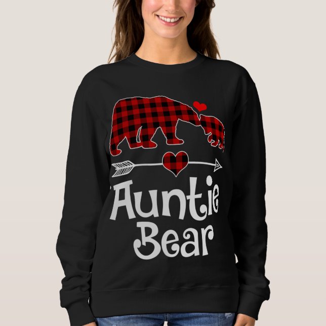 Sweatshirt Tante Ours de Noël Pyjama rouge Plaid Buffalo Mat (Devant)
