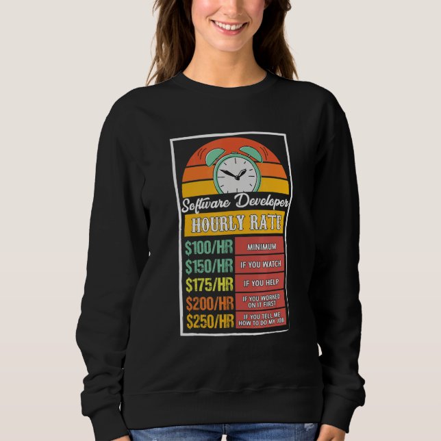 Sweatshirt Tarif horaire gag du développeur de logiciels (Devant)