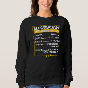 Sweatshirt Tarifs Horaires Des Électriciens Lineman Pour Les