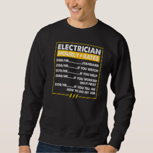Sweatshirt Tarifs Horaires Des Électriciens Lineman Pour Les