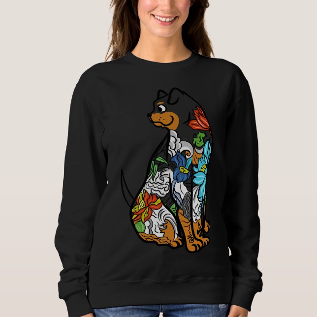 Sweatshirt Tatouage artistique Rottweiler (Devant)