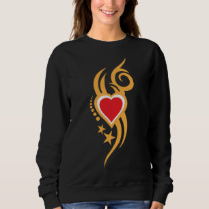 Sweatshirt Tatouage de cœur floral ornemental