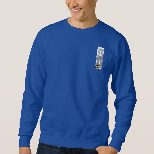 Sweatshirt Taxi Jaune branché de New York Brooklyn Bridge Men (Devant)