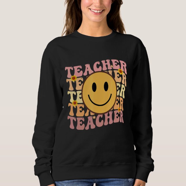 Sweatshirt Teacher Groovy Retro Hippie 3 (Devant)
