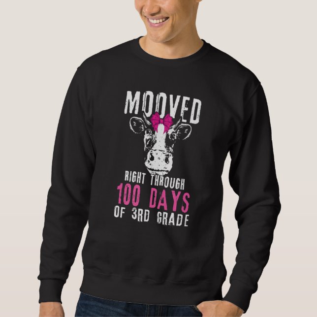 Sweatshirt Teacher Student 100th Day 3rd Grade Cow 100 Days O (Devant)