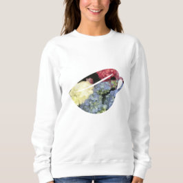Sweatshirt Teacup bleu et rose Hydrangea Fleur Peinture