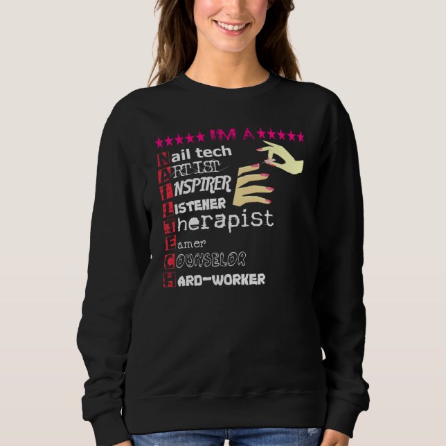 Sweatshirt Technicien Nail Love Nail Tech Funny Tech Nail Stu (Devant)
