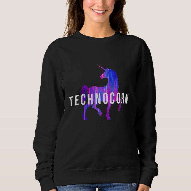 Sweatshirt Technocorn Techno Festival Rave Music DJ EDM Bass  (Devant)