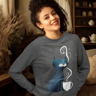 Sweatshirt Température Du Thé D'Essai De Chat Avec Queue