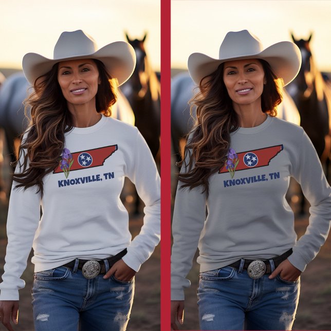 Sweatshirt Tennessee Drapeau et Fleur pourpre Iris Texte pers (Créateur téléchargé)