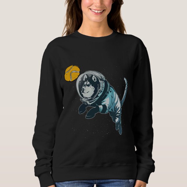 Sweatshirt Tennis Ball Space Husky Wolf Space Blue Dog Astron (Devant)