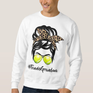 Sweatshirt Tennis Grandma Messy Cheveux Bun Leopard Femme Mèr